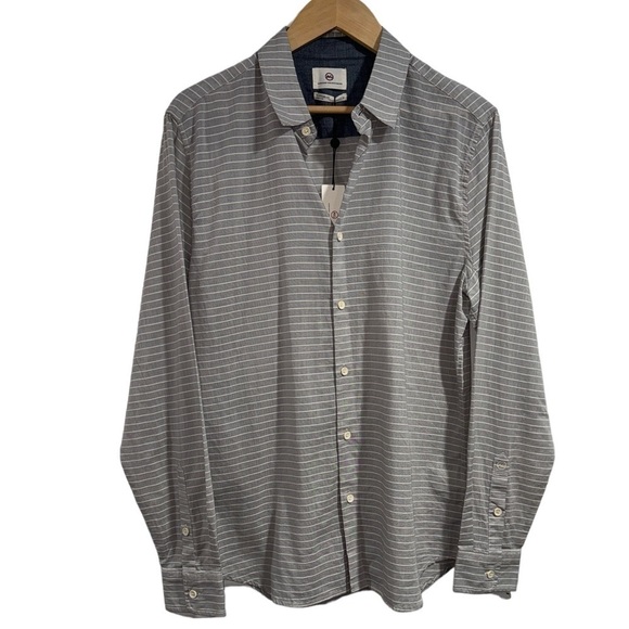 adriano goldschmied ag gray striped men’s‎ small NEW soft button down - Picture 1 of 6